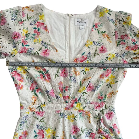 Yumi Kim Be the One Floral Eyelet Faux Wrap Mini Dress Cream Size 8 Coquette - Picture 14 of 16